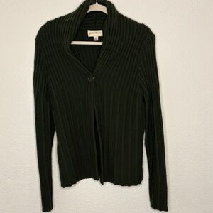 St Johns Bay petite: Forest Green Ribbed button Cardigan